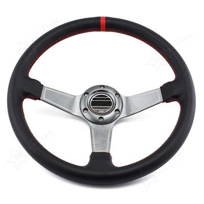 kwaliteit  Universal Auto Refitting Silver Deep Frame PVC Car Steering Wheel 350mm Spoke fabriek